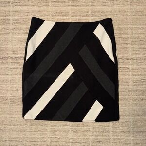 Geometric Color Block Stretch Pencil Skirt